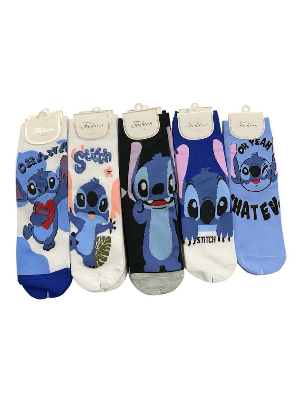 Stitch Ankle Socks Set - Blue Cartoon Characters  (12 pairs)